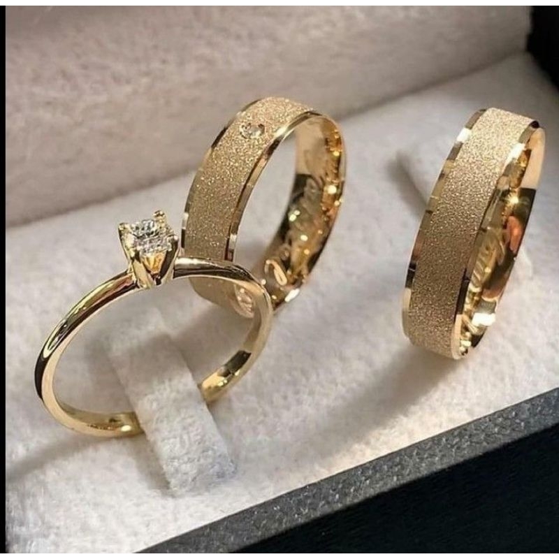 [Lapis emas asli 24K] Cincin kawin sepasang/cincin berlian/cincin couple/Tunangan/cincin jadian/cinc