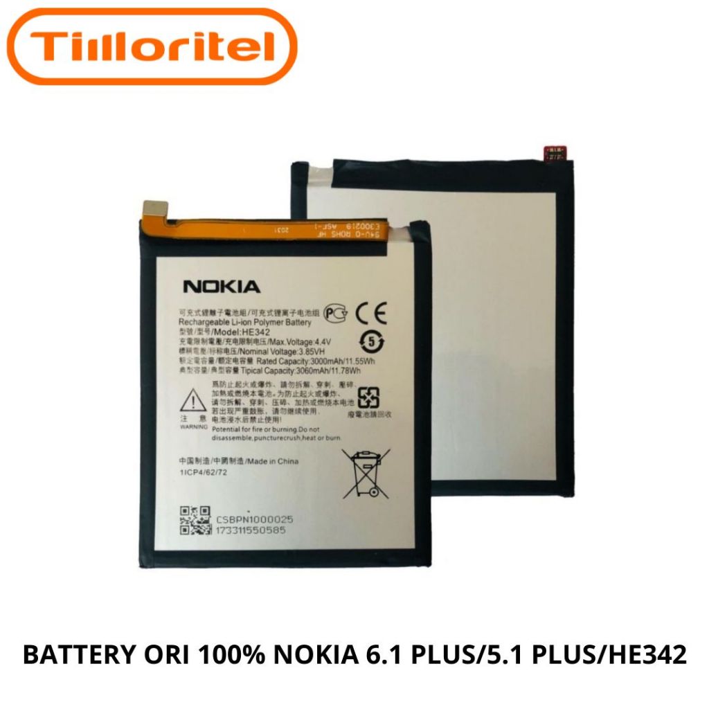 BATTERY ORI 100% NOKIA 6.1 PLUS/5.1 PLUS/HE342