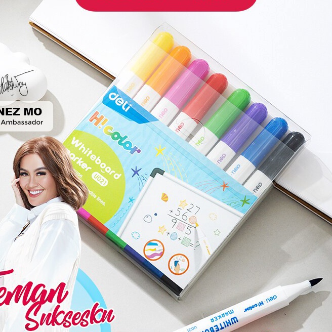 

Promo Deli Spidol Papan Tulis Warna Color Whiteboard Marker 8 Warna EU