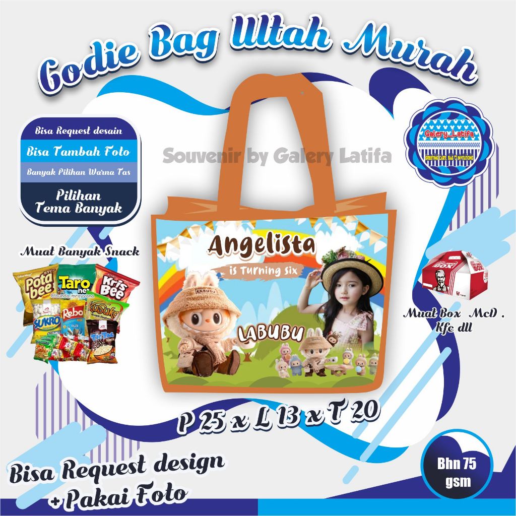 

GOODIE BAG ULANG TAHUN CUSTOM /TAS ULTAH MURAH/ TAS ULTAH LUCU TEMA LABUBU