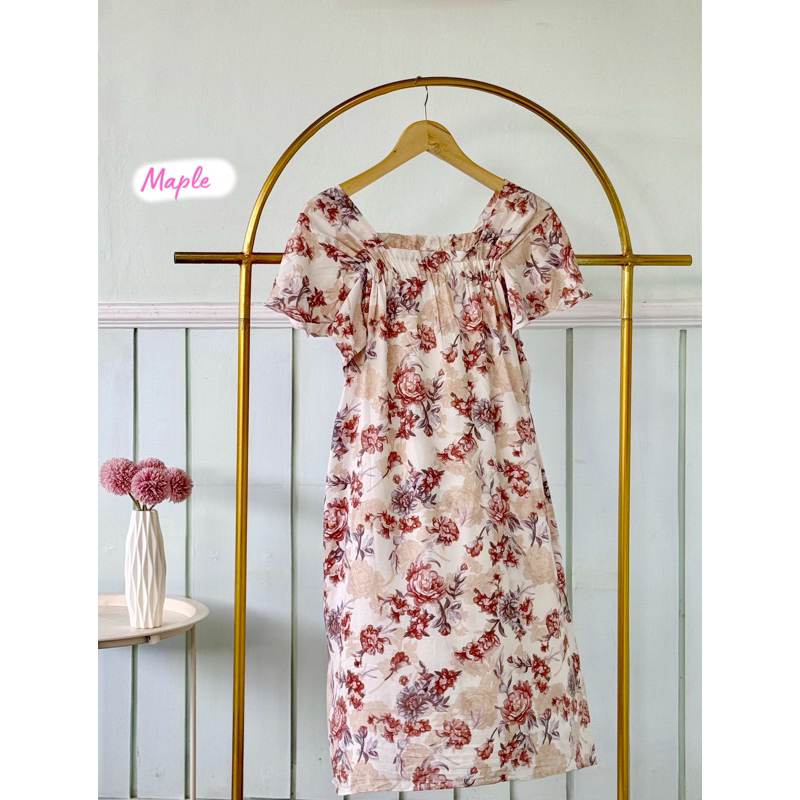 [Baju Bobo] Daster Sabrina Kerut Dada Rayon Premium Adem Motif Bunga kekinian panjang selutut tidak 