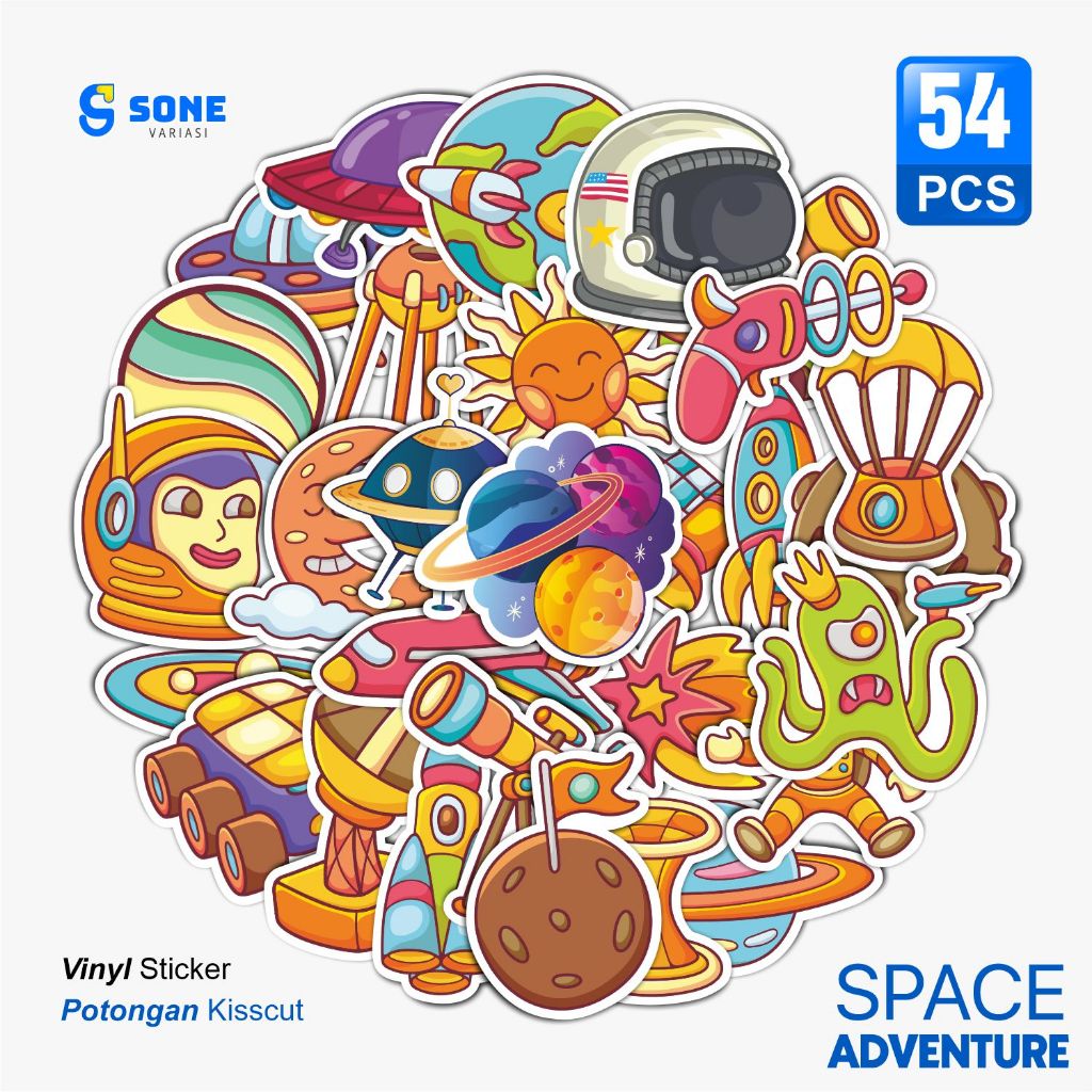 

Stiker Space Adventure Paper Vinyl Anti Air Aksesoris Laptop Buku Tumbler