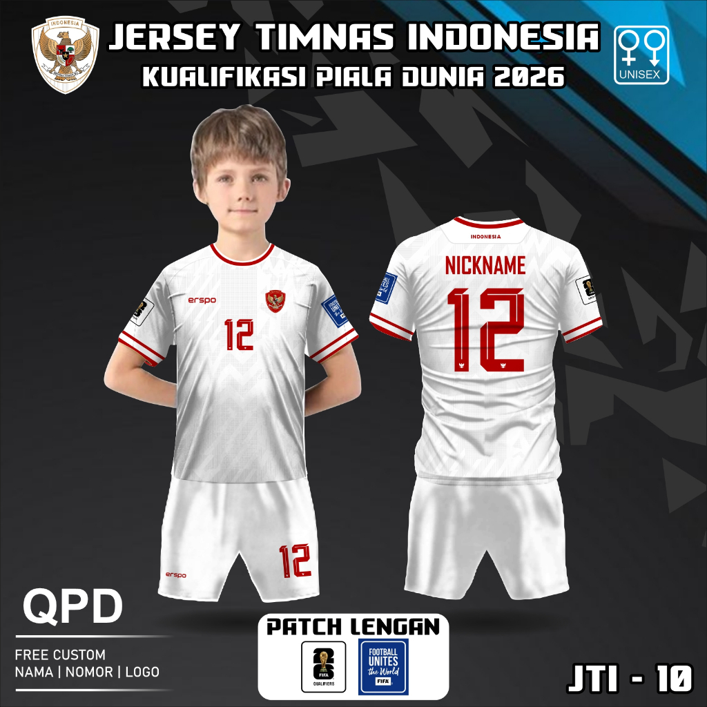 Setelan Jersey anak kaos sepak bola timnas indonesia terbaru