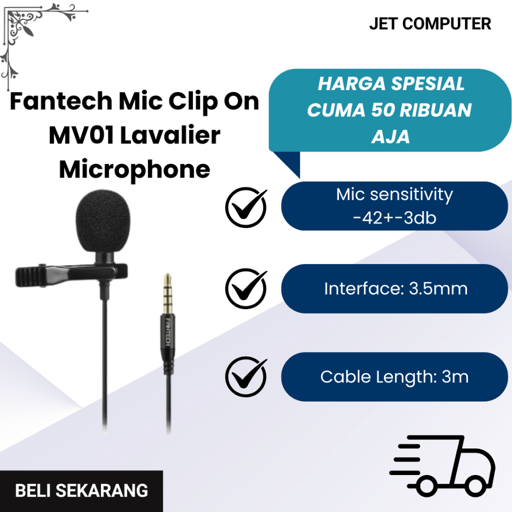 Fantech Mic Clip On MV01 Lavalier Microphone