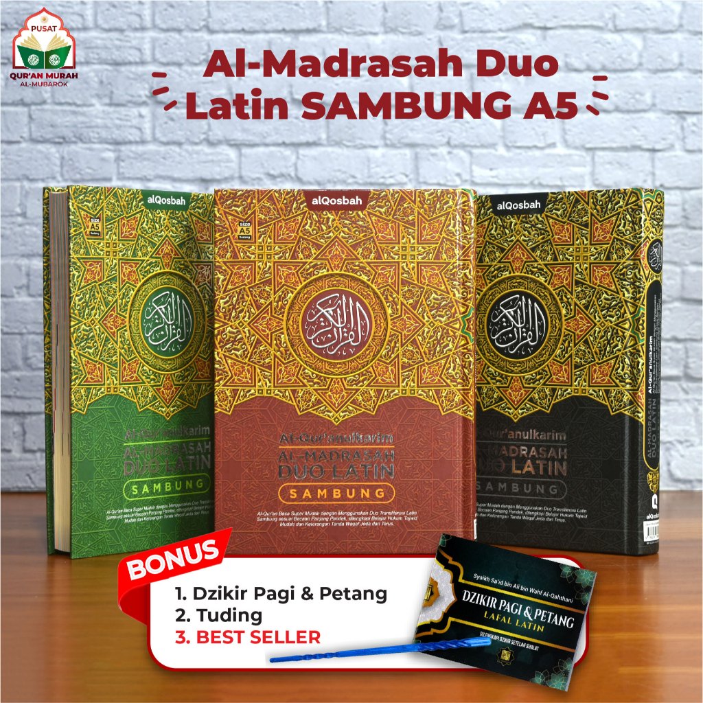 BISA COD-Al Quran Duo Latin Transliterasi Sambung A5 Hard Cover (Al Qosbah), Alquran Terjemahan Dan 