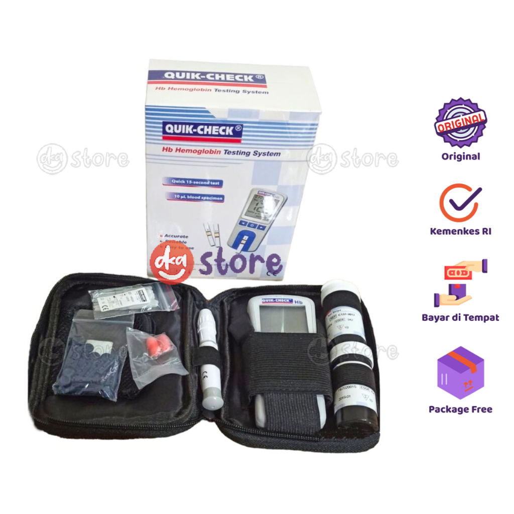 Alat Tes Hemoglobin Digital Quick Check Satu Set / Refill Test Strip Hb Quik Cek Hb