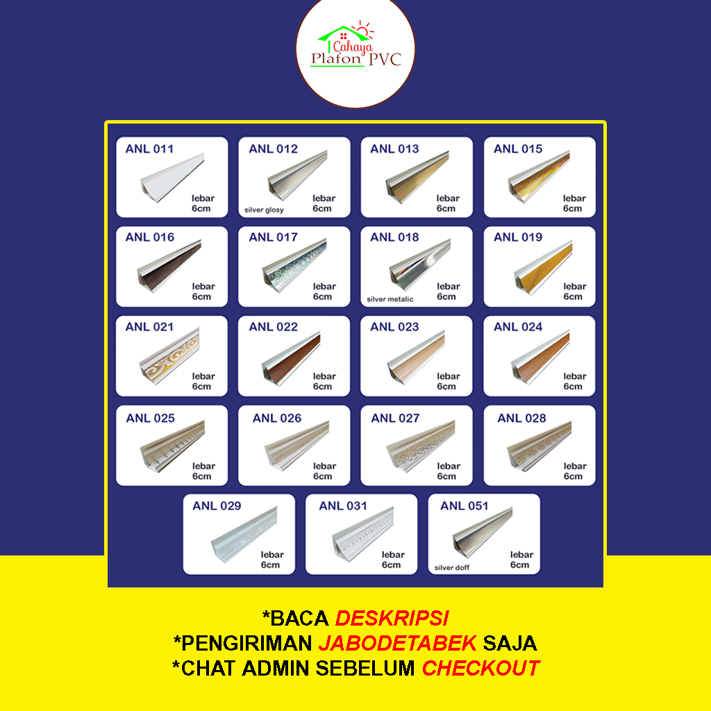Anda Plafon PVC Bahan LIST Plafon PVC KECIL PREMIUM BESAR LEBAR 6CM