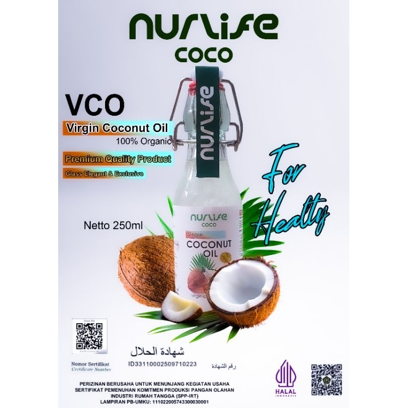 

NurlifeCoco 250ml VCO Virgin coconut Oil |Super Premium|(Glass Elegand & Exclusive )