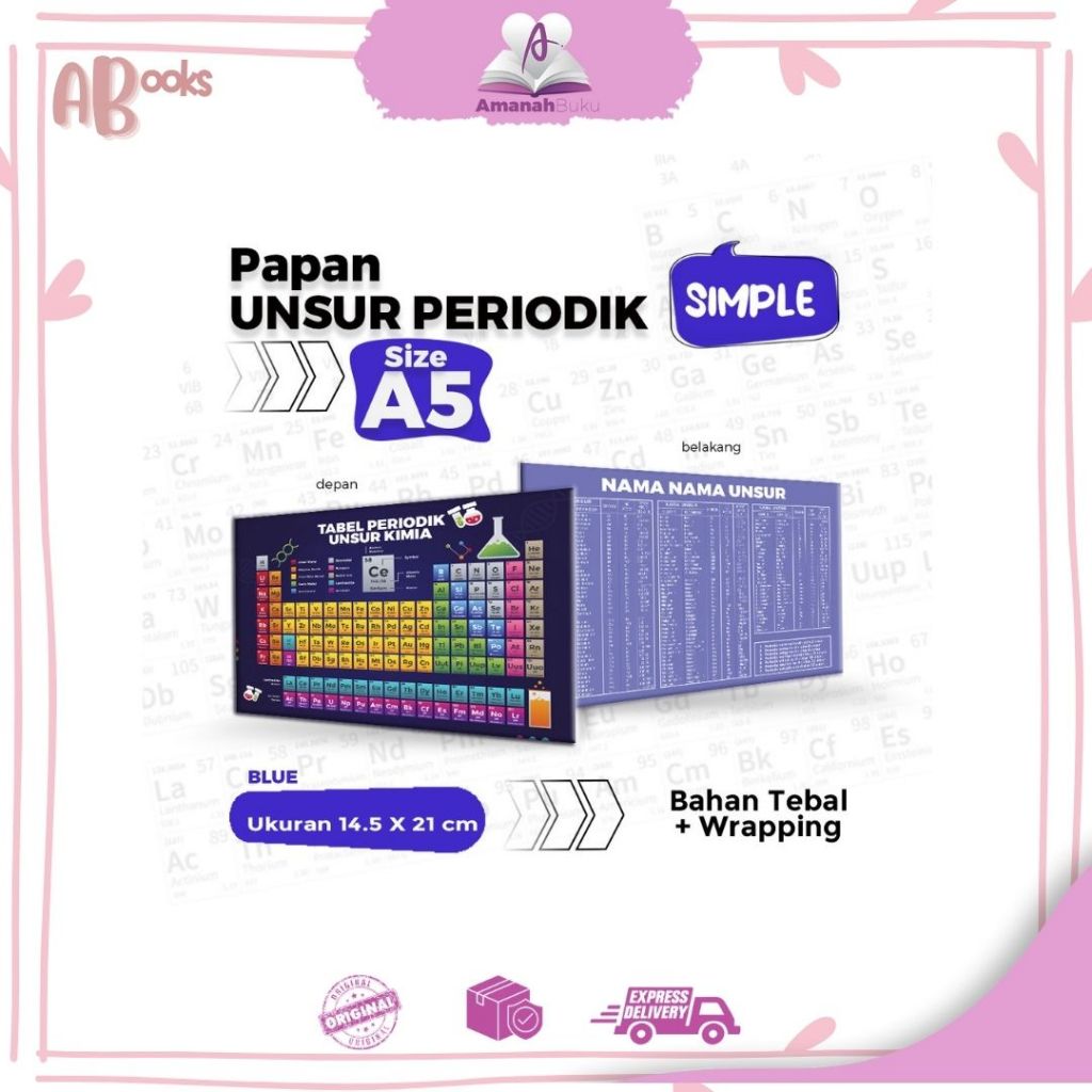 

AB//PAPAN TABEL PERIODIK UNSUR KIMIA PRAKTIS (Ungu)