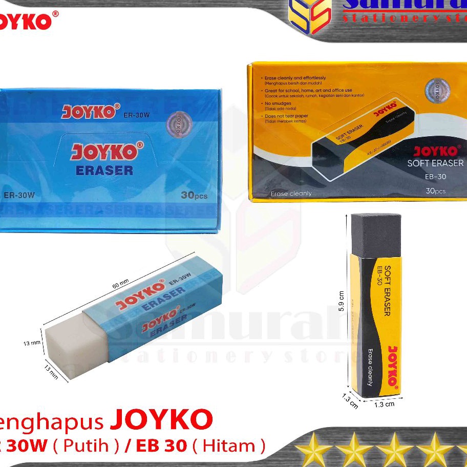 

Kilat Penghapus Pensil Joyko isi 3 Tanggung Eraser EB 3 Hitam Black ER 3 Putih White 1 Pak