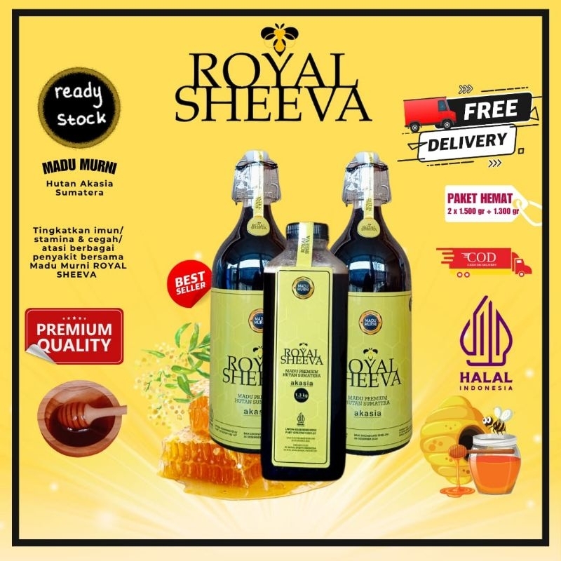 

Promo Bundle Madu Murni Royal Sheeva 1 Botol 1300gr dan 2 Botol 1500gr Madu Akasia Hutan Sumatera Halal MUI Lulus Uji Laboratorium