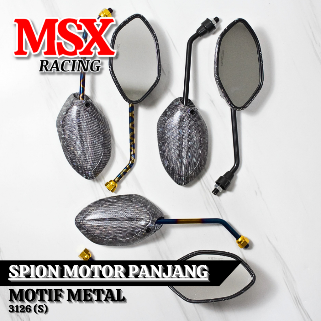 Spion Carbon Metal MSX Spion Panjang Metal Carbon Kaca Spion Motor Long Universal Motor