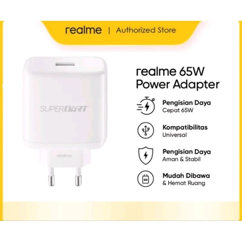 ADAPTOR CHARGER REALME 65W SUPERDART + kabel type c