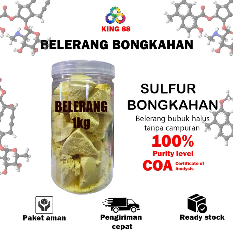 Belerang Bongkahan 1kg / Belerang Sulfur / Sulfur Bongkahan / Belerang 99.8% /Bongkahan Murah