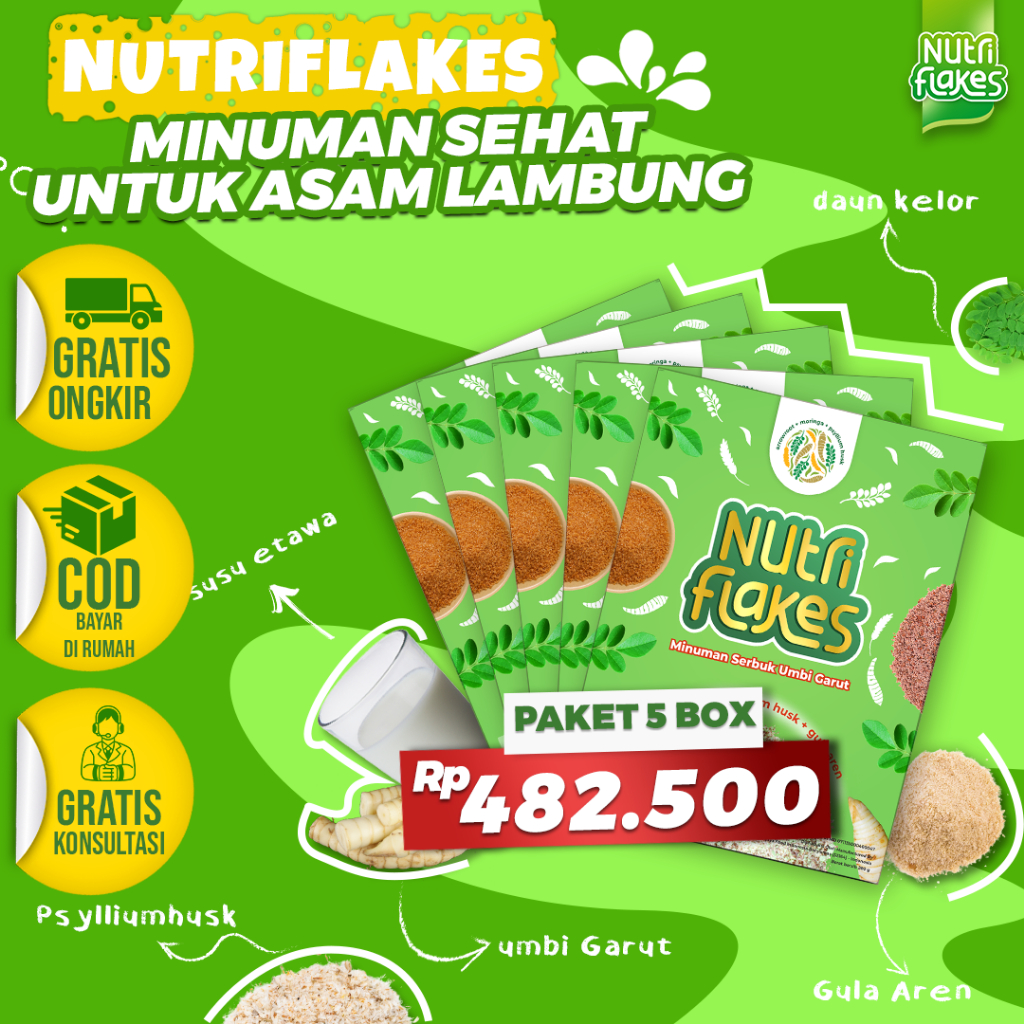 

Nutriflakes Asli Ampuh Atasi Asam Lambung Kronis Sudah Halal & Bpom