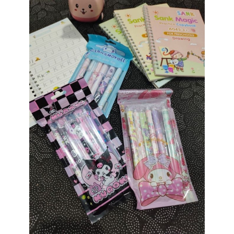 

Sanrio Pulpen set Tinta hitam 6 pcs karakter my melody kuromi cinnamorol