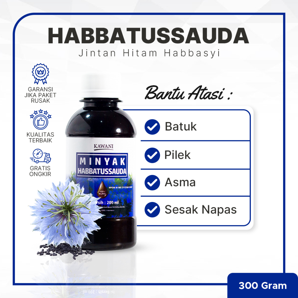 

Minyak Habbatussauda Jintan Hitam 100% Herbal Original Asli BPOM Obat Batuk Pilek Sesak Napas Asma