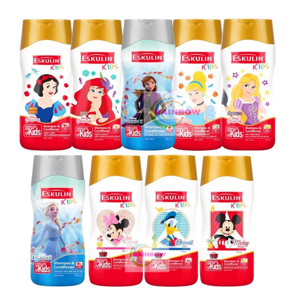 ESKULIN Kids Shampoo & Conditioner Anak 200ml Princess Disney Series | Shampo Eskulin Sampo Anak