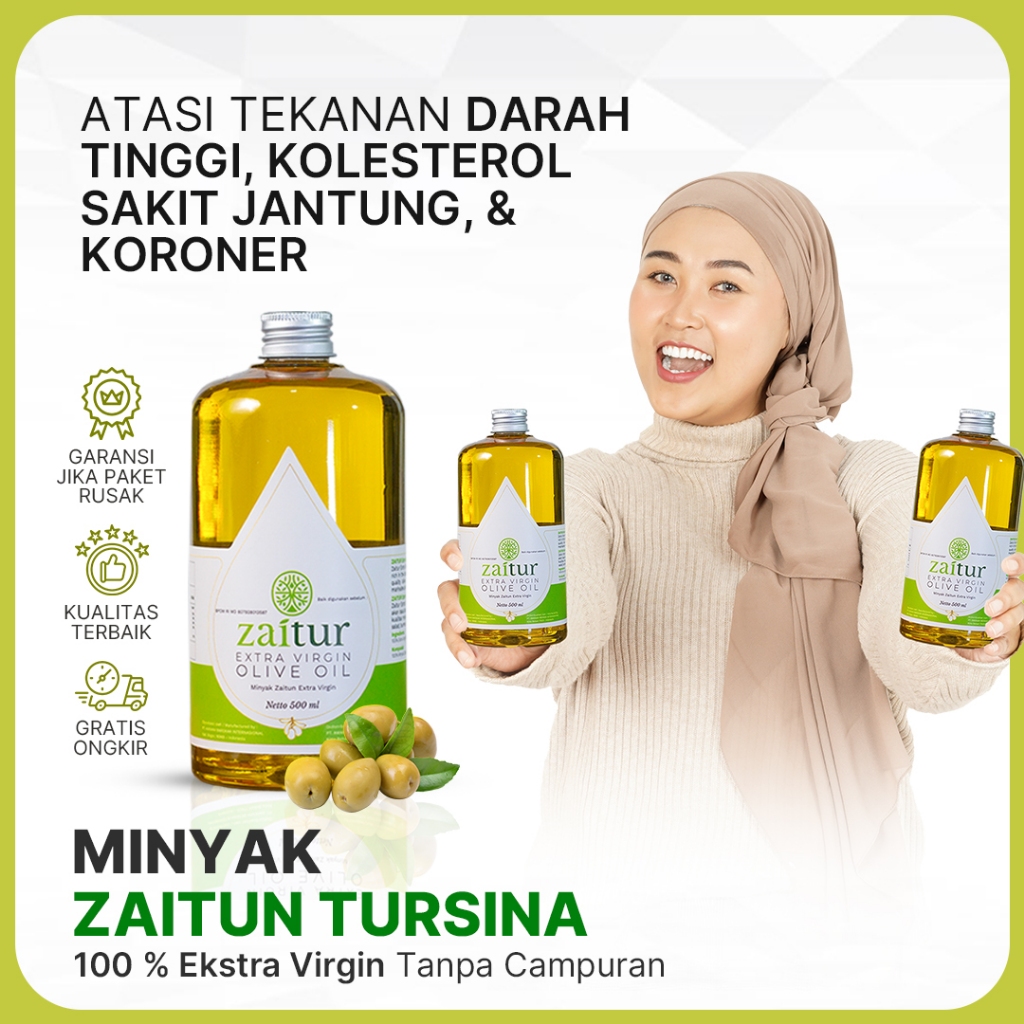 

ZAITUR - Minyak Zaitun Extra Virgin Olive Oil 100% | Minyak Tumis Alami Premium | Tinggi Vit E & HDL