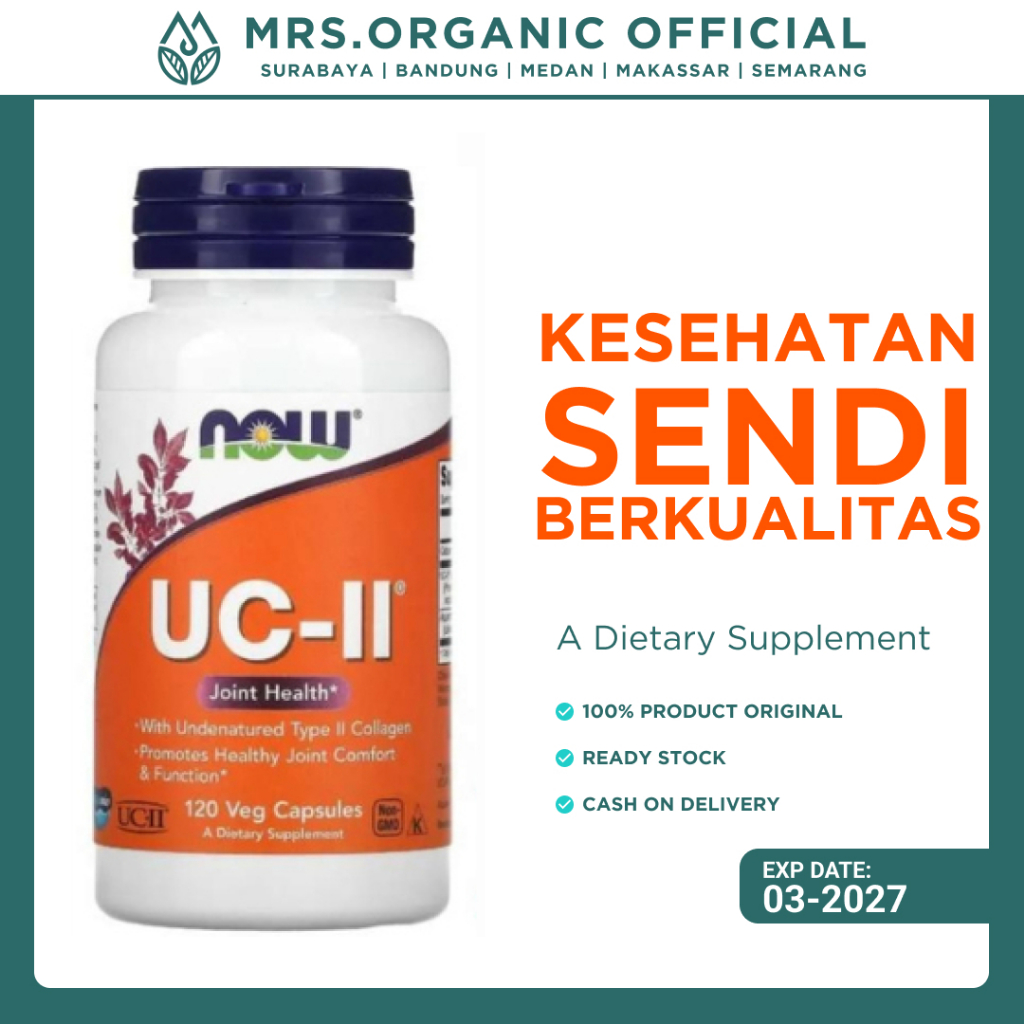 Suplemen Now UC-II Type II Collagen 120 Veggie Capsules - Collagen Tulang Rawan Ayam untuk Kesehatan
