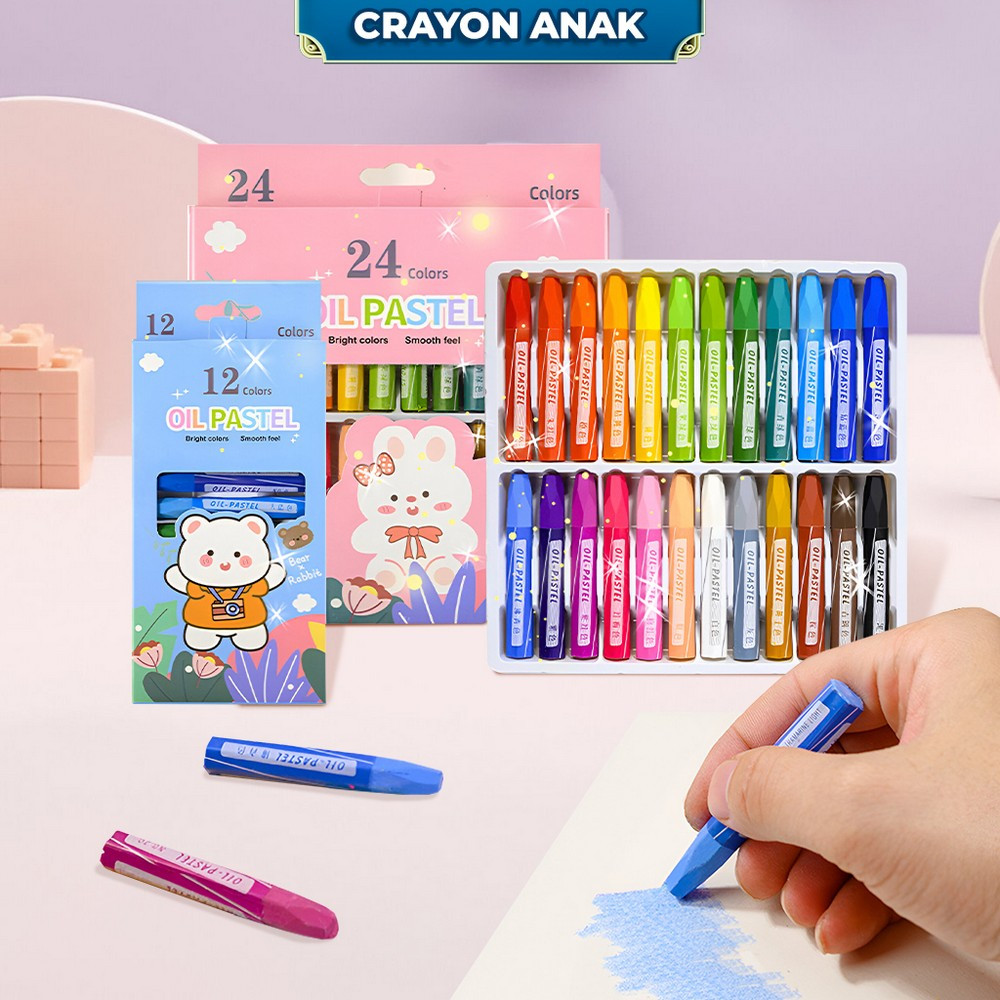 

Crayon Oil Pastel Isi 12 dan 24 Warna Motif Kartun Perlengkapan Mewarnai Anak / Set Krayon Pigmentasi Tinggi Aman Untuk Anak Stockami A99