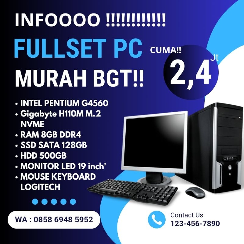 RAKIT PC INTEL PENTIUM G4560 OFFICE GAMING