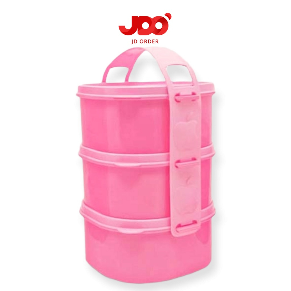 Rantang Plastik Susun 3 Pink Golden Lemon RP-123-3 Kicthenware