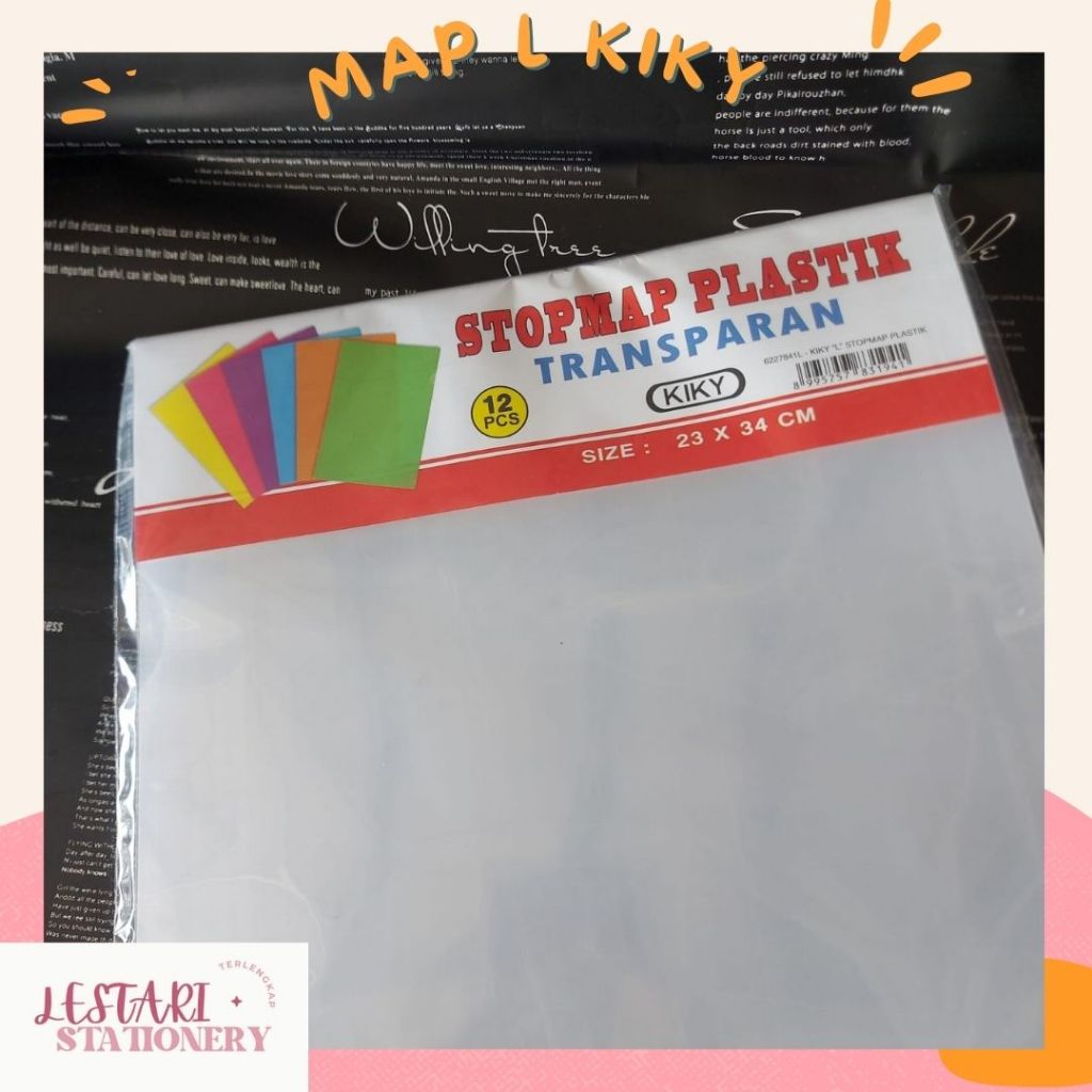 

(LSN)Map Plastik Transparan Kiky | Map L Plastik | Map Dokumen | Stopmap Plastik Kiky|Lestari Stationery