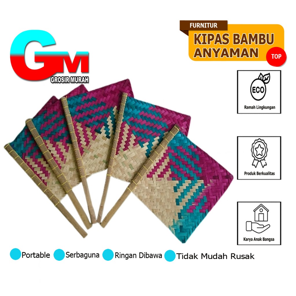 Kipas Bambu Anyaman Kipas Sate manual Kipas Bambu Warna Anyaman Kipas Tangan