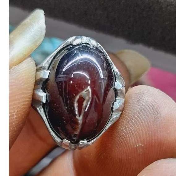 Cincin Batu Akik Combong Agate Yaman wulung Asli
