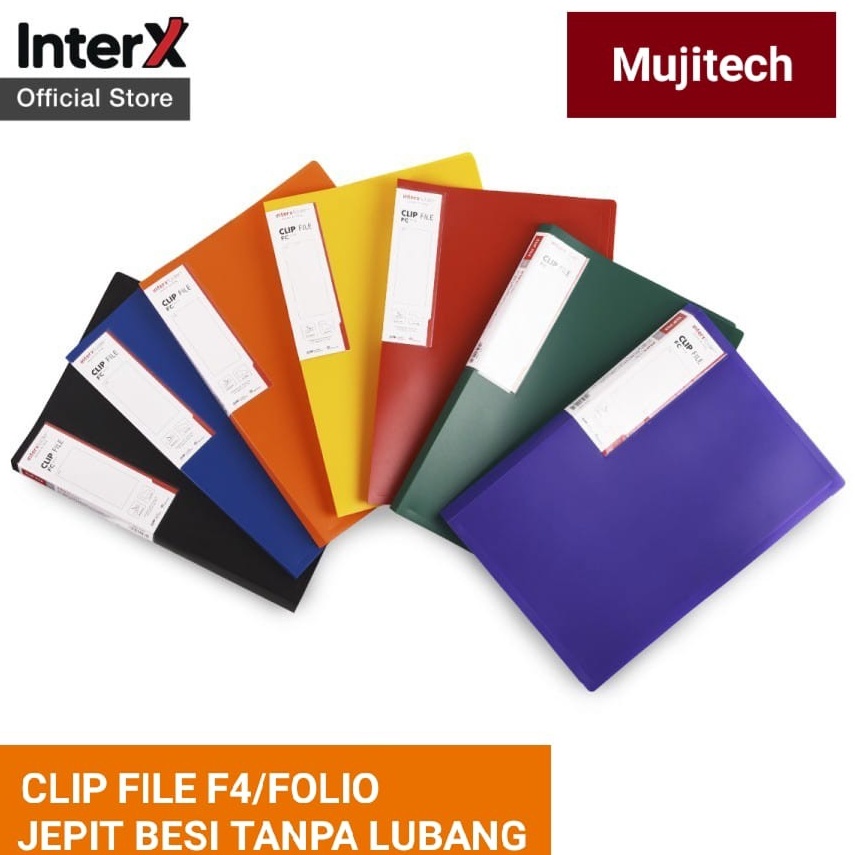 CLIP FILE MAP JEPIT BESI TANPA LUBANG F4 FOLIO PLASTIK TEBAL INTERX