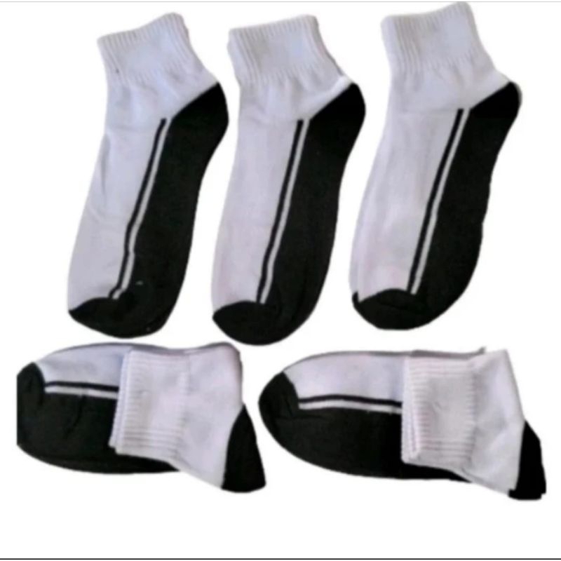 3 PASANG KAOS KAKI PENDEK HITAM PUTIH/KAOS KAKI SPORT HITAM PUTIH/KAOS KAKI 3/4 HITAM PUTIH/KAOS KAK