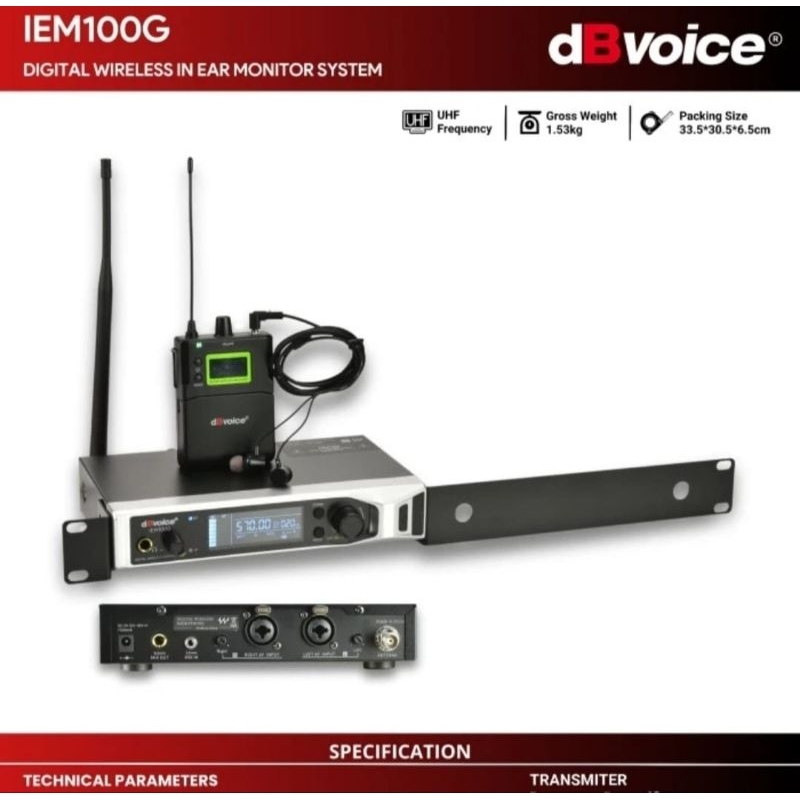 Audio Ear Monitor Wireless Dbvoice IEM 100 G Original Digital Wireless in Ear Monitor