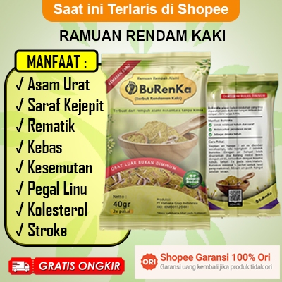 [TERMURAH] Burenka Rendaman Kaki Original Serbuk Ajaib Obat Terapi Herbal Asam Urat Kebas Vertigo Ke