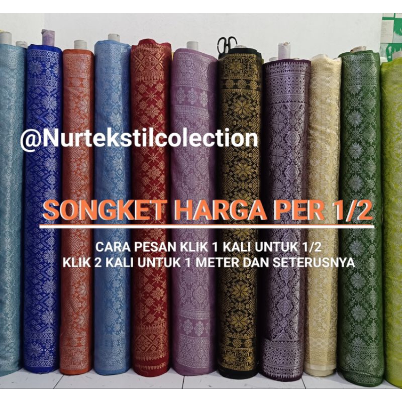 Kain songket/Songket meteran/Songket Palembang/Songket mesin/Songket tenun