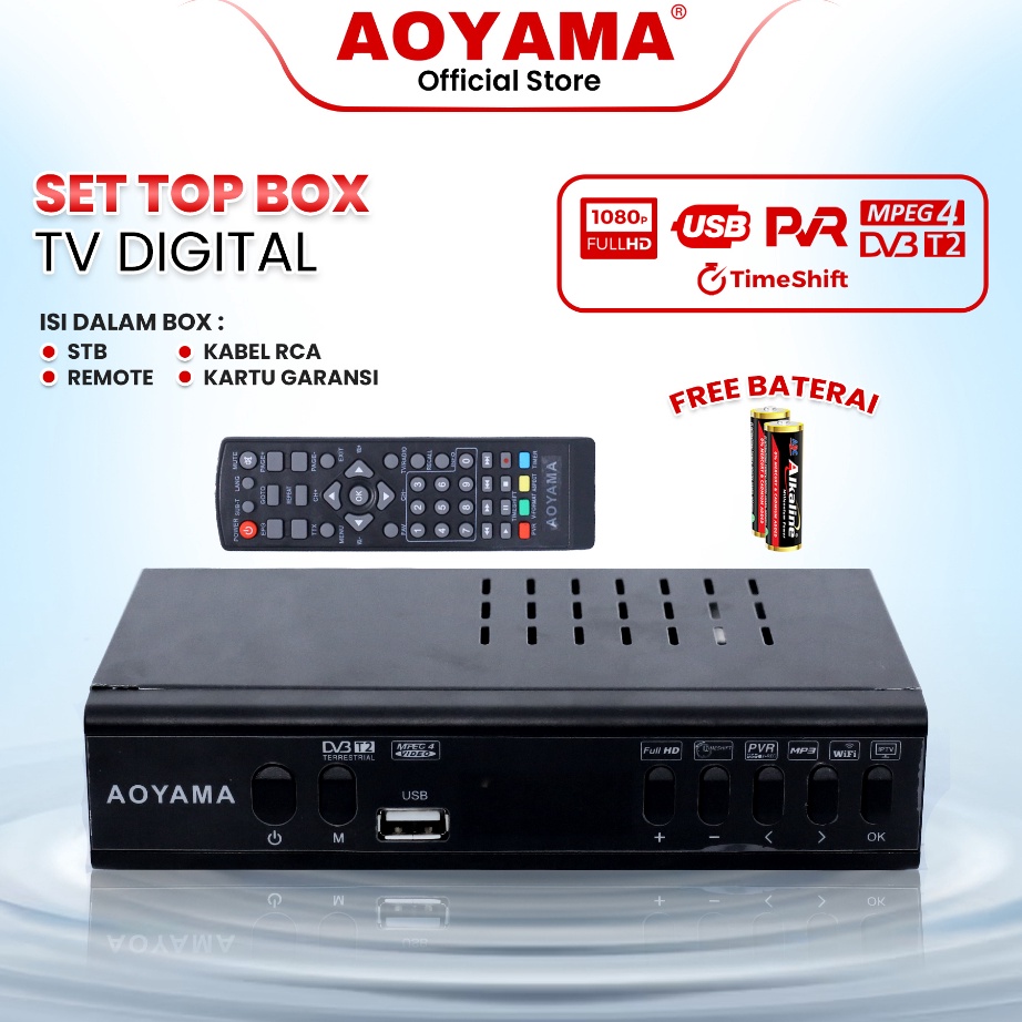 SET TOP BOX AOYAMA Untuk Tv digital STB Penerima siaran full HD Garansi Resmi STB