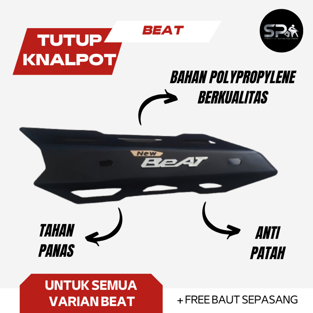 COVER TAMENG TUTUP KNALPOT BEAT LOGO SILVER UNIVERSAL GRATIS BAUT BAHAN POLYPROPYLENE NEW KARBU FI E