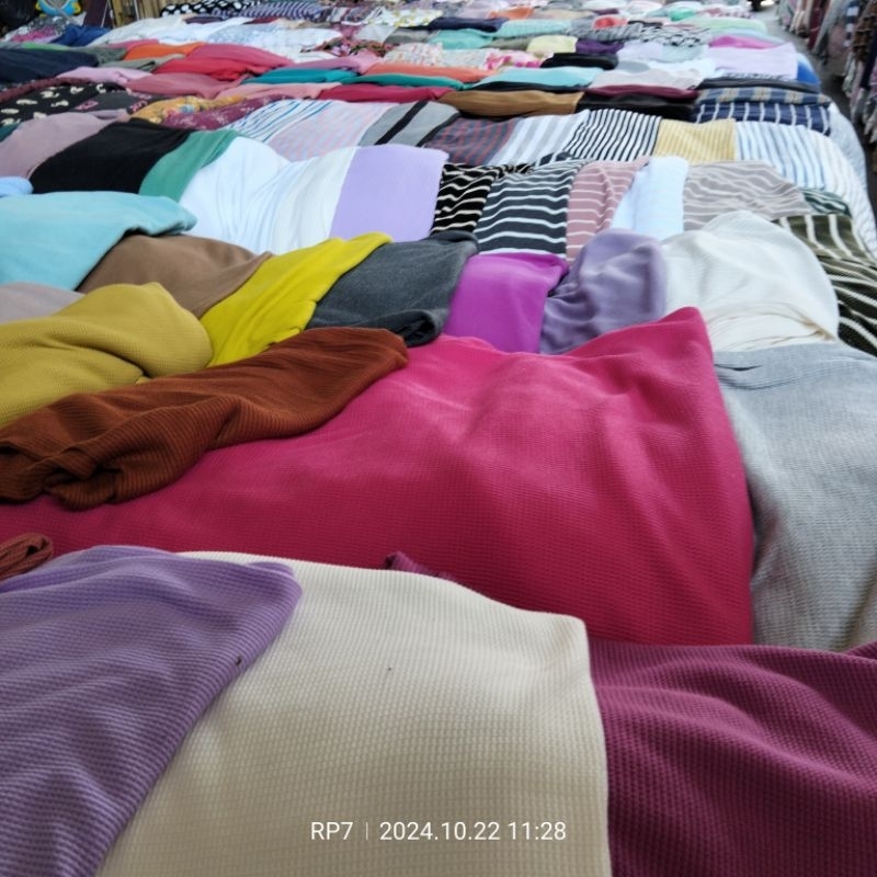Kain Waffle Knit Premium - Harga/0,5 m - Kain Wafel Meteran - Bahan Manggo Knit - Bahan Waffle Meter