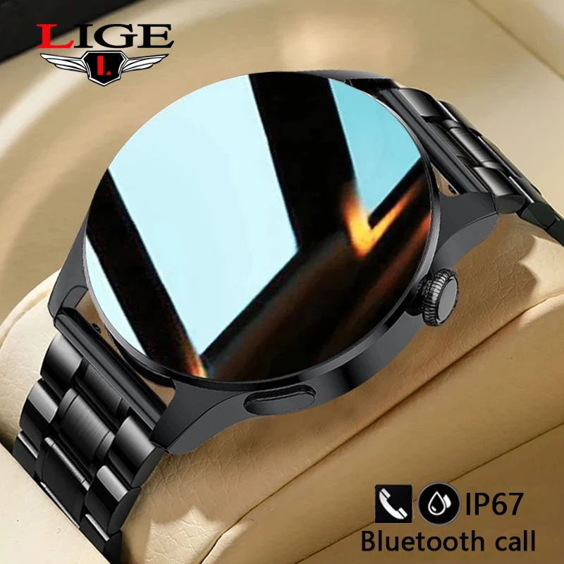 LIGE Jam Tangan Pria Smart Watch Men Asli  Anti Air Original Multi Fungsi Fitness Sports Bluetooth M