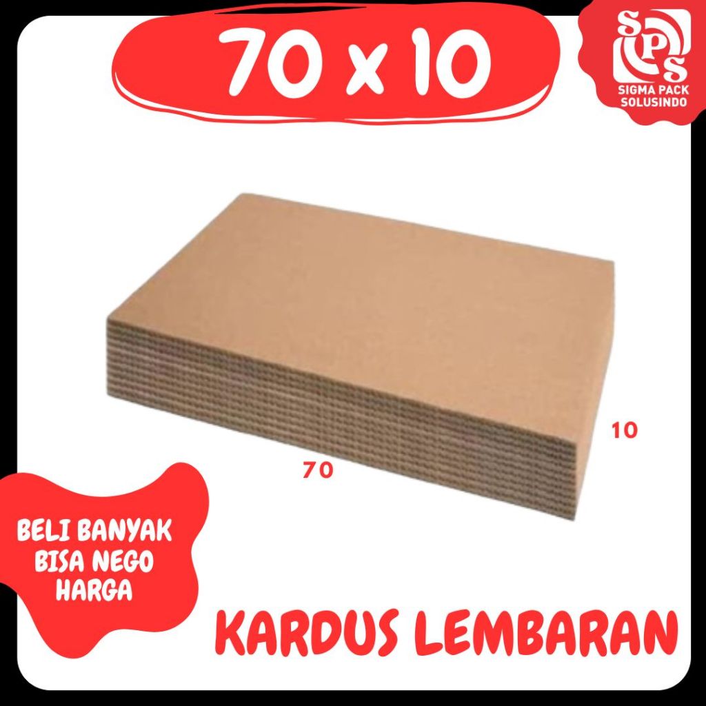 

Kardus Lembaran 70x10 / 60x10 / 50x10 / 40x10 Sheet Polos Single Wall Packing Karton Coklat Warna Packing