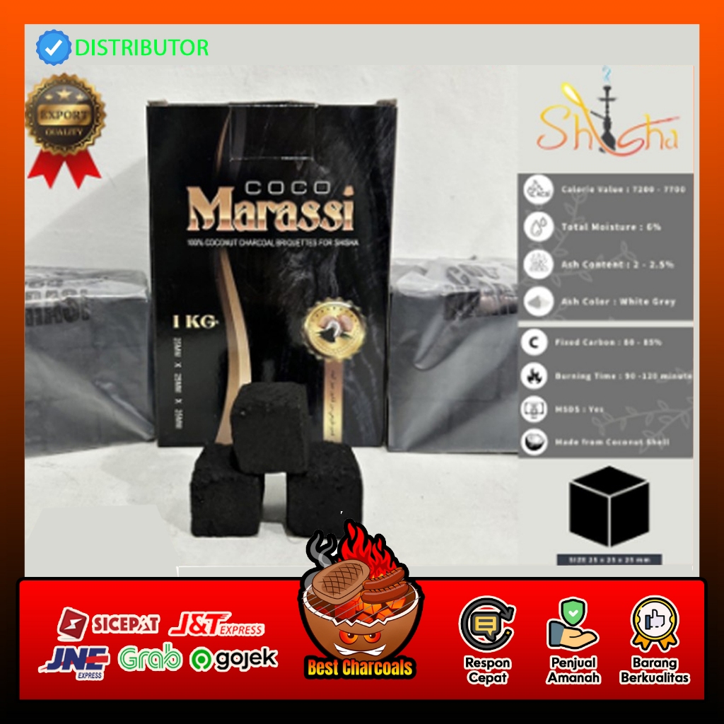 

Arang Briket Shishqq Batok Kelapa Cube Super Premium 1KG Grade Ekspor A