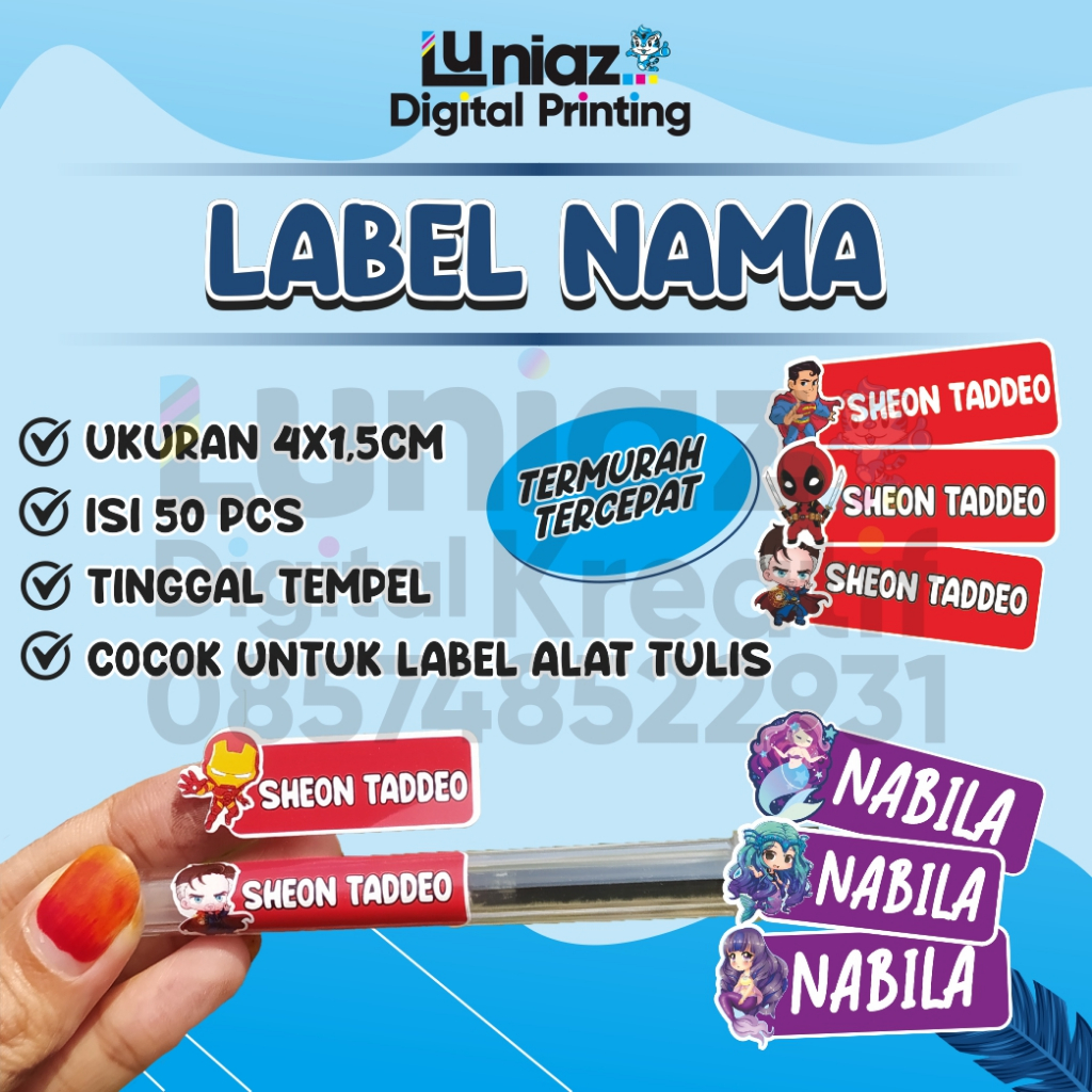 

STIKER NAMA PENSIL CUSTOM NAMA / stiker BULPOIN NAMA CUSTOM/ stiker ATK / 50 PCS