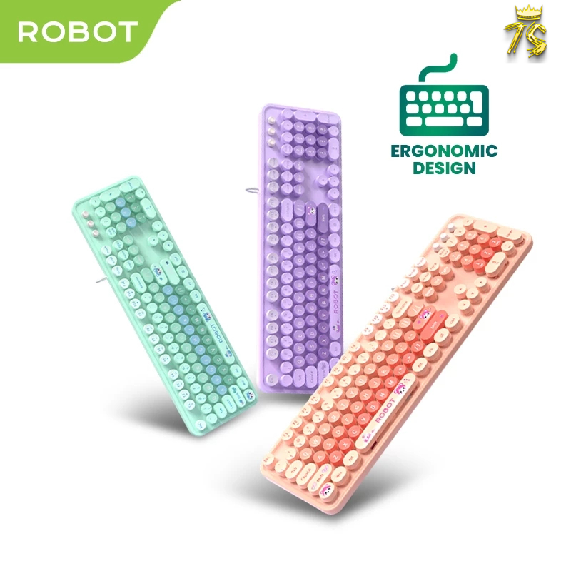 ROBOT Wired Keyboard RK30 Pastel Color Berkabel Portable Office Keyboard Laptop Garansi Resmi