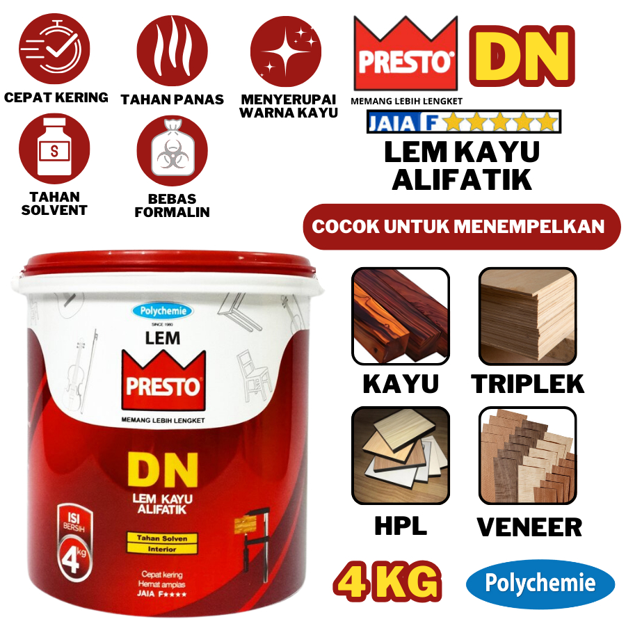 Lem Kayu Alifatik Presto DN 4KG Lem Presto Lem Kayu Serbaguna Lem DN 4KG