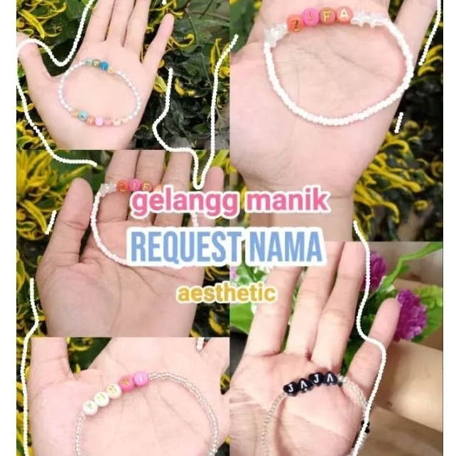 Gelang Nama aesthetic/ gelang manik manik huruf