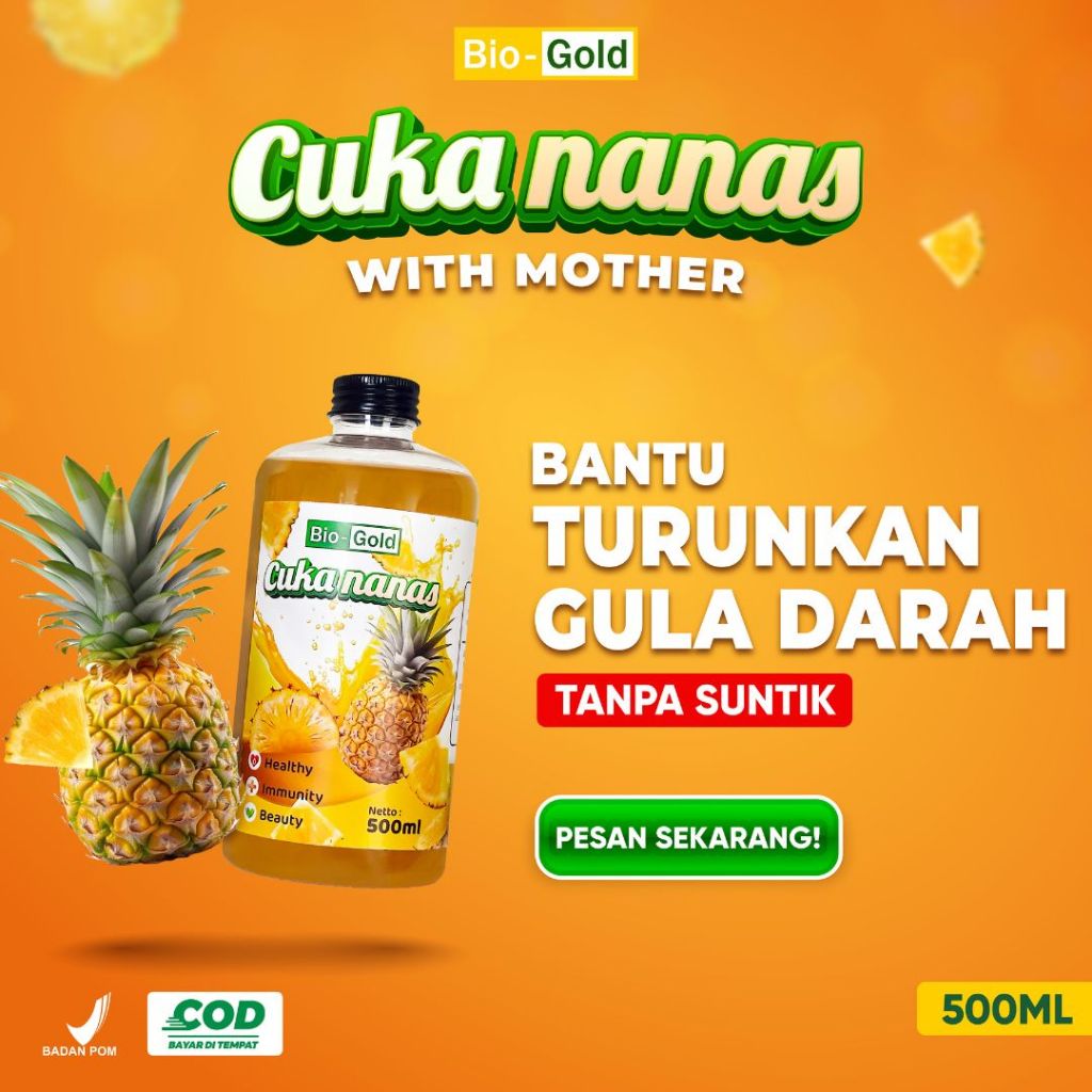 

Cuka Nanas Bio Gold Fermentasi Nanas 100% Original Cegah Diabetes dan Mengatasi Asam Urat terdaftar BPOM dan Halal MUI