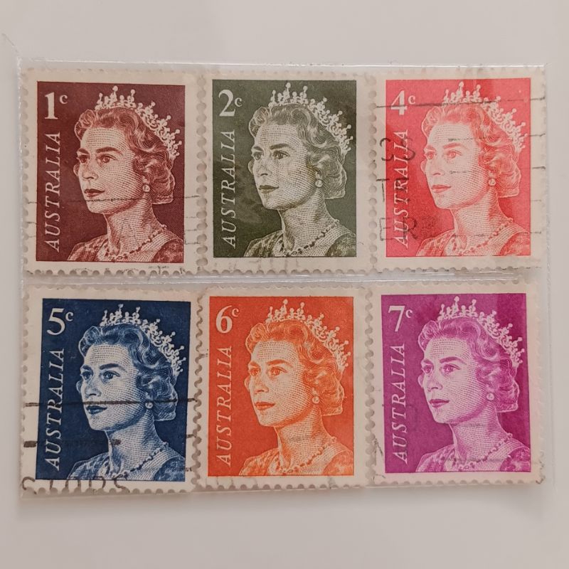 

(AG) Perangko Australia 1966 - 1971 Queen Elizabeth II - Decimal Definitives Set 6 pcs Used