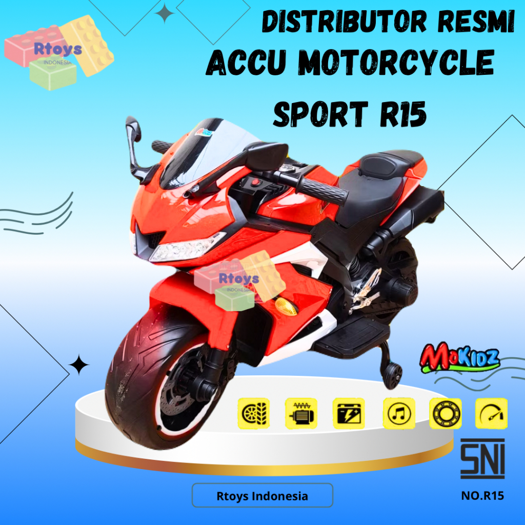 Mainan Anak Motor Aki Sport Accu Ride on Tipe R15 Mokidz