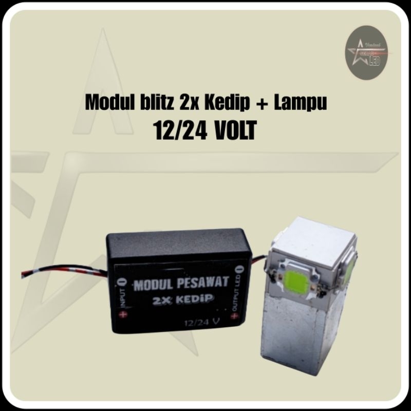 Modul + Lampu Blitz Pesawat 2x kedip menggunakan 4 led hpl 12/24 volt