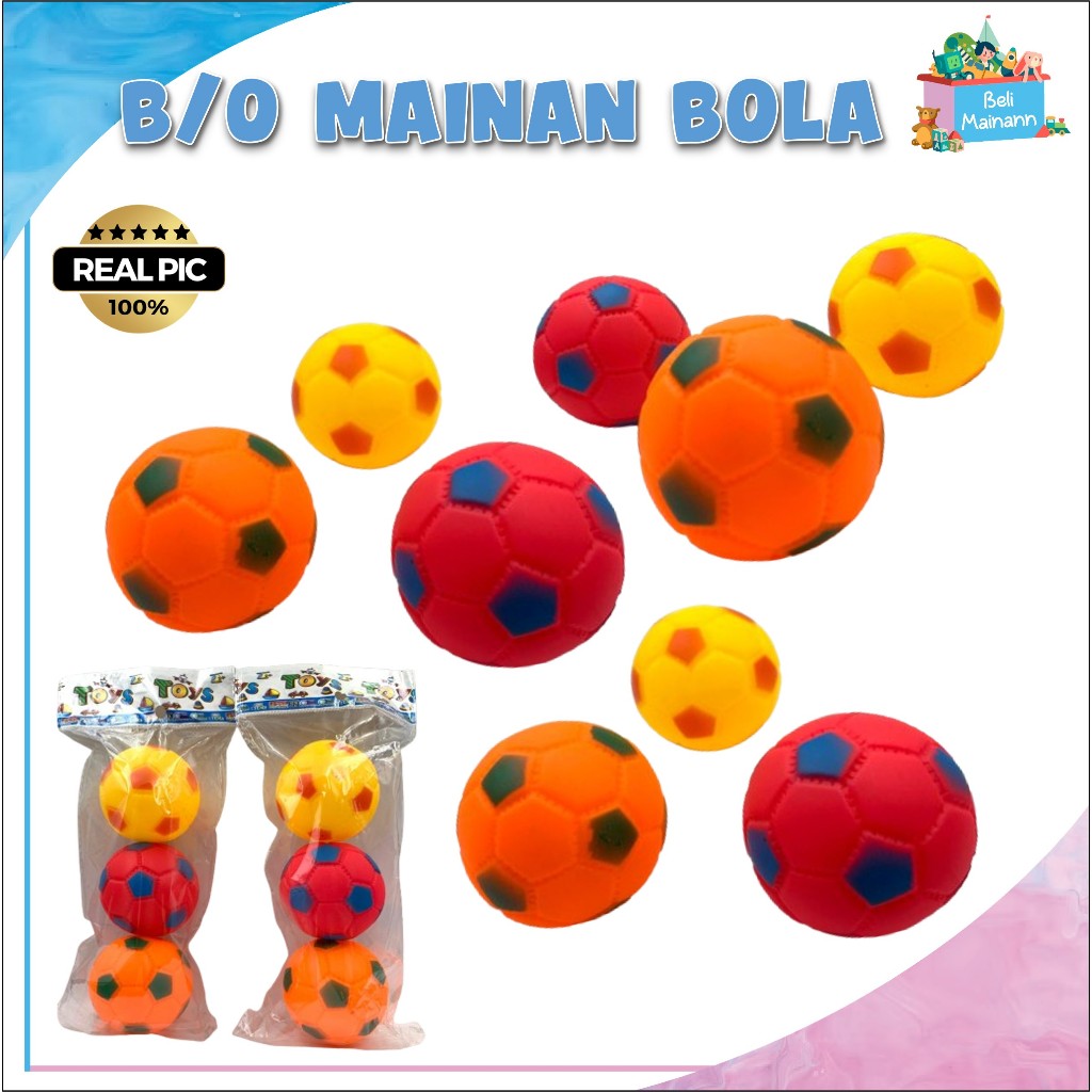 MAINAN ANAK BOLA KARET KECIL BUNYI MAINAN BOLA WARNA WARNI